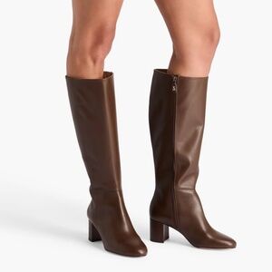 New Stuart Weitzman Celina Zip Leather Knee High Boot Brown Sz 8.5